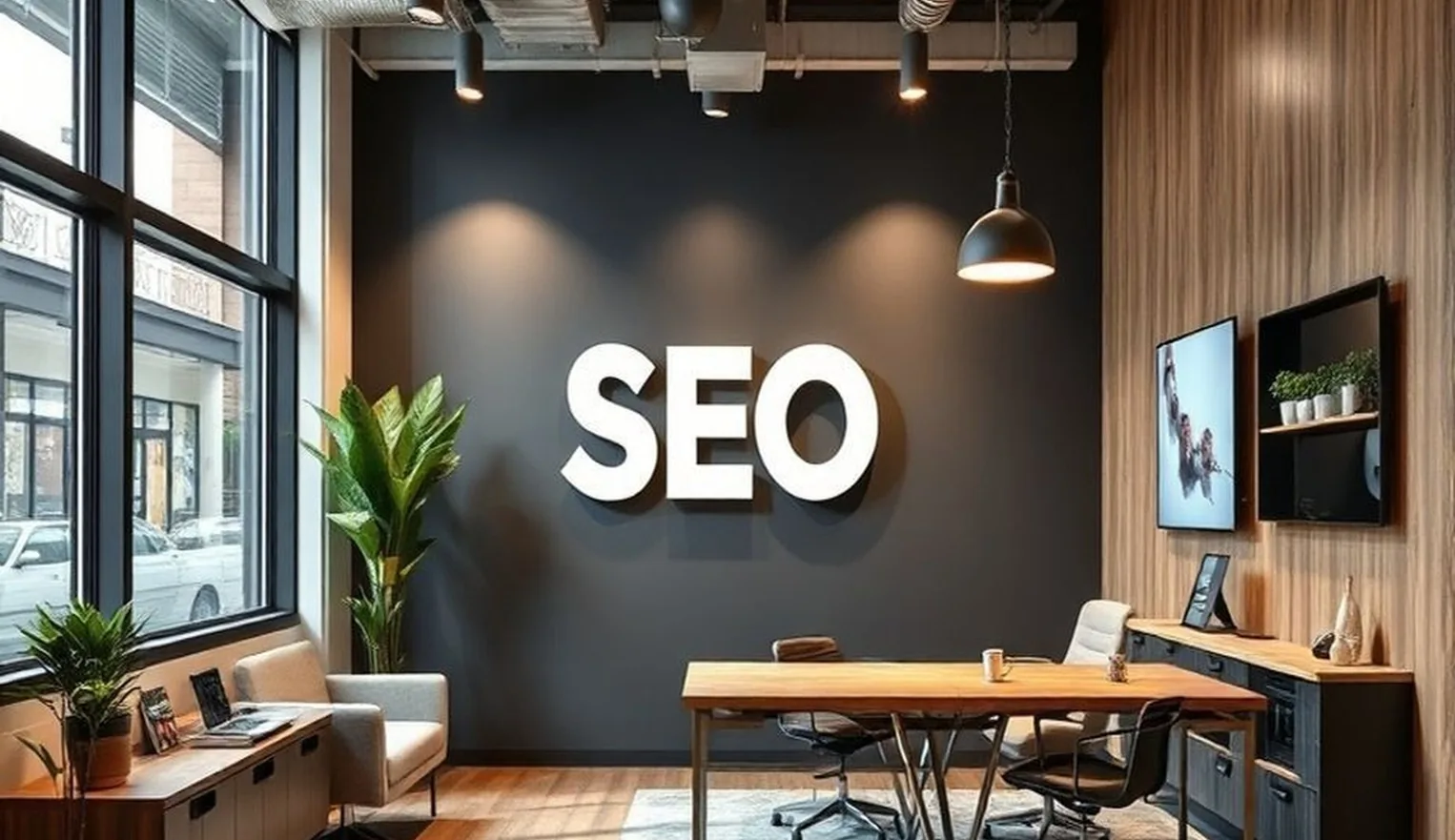 Modern SEO consulting office environment